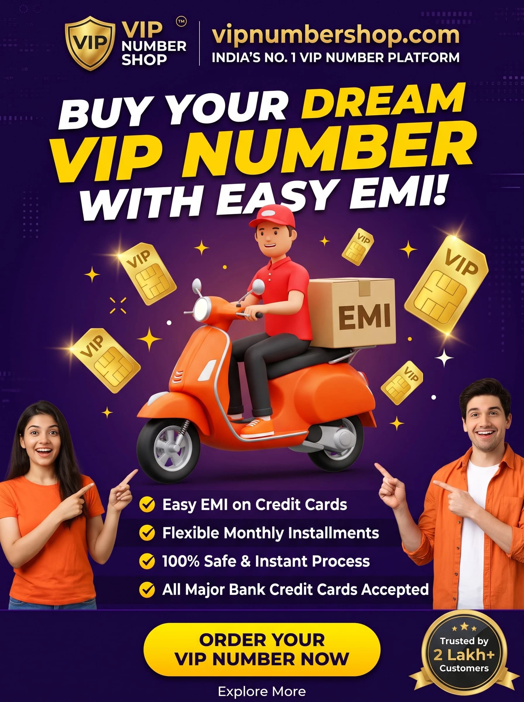 Buy Your Dream VIP Number With Easy EMI